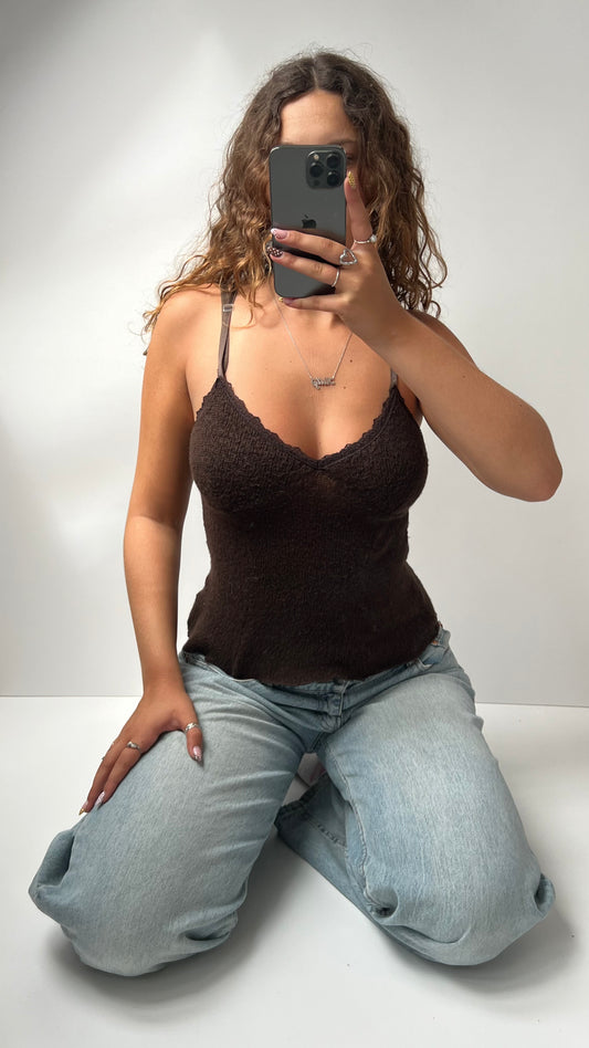 00s brown knit cami- size S/M