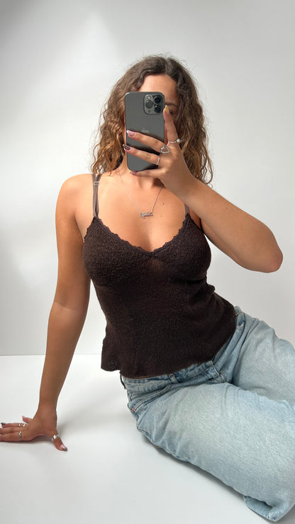00s brown knit cami- size S/M