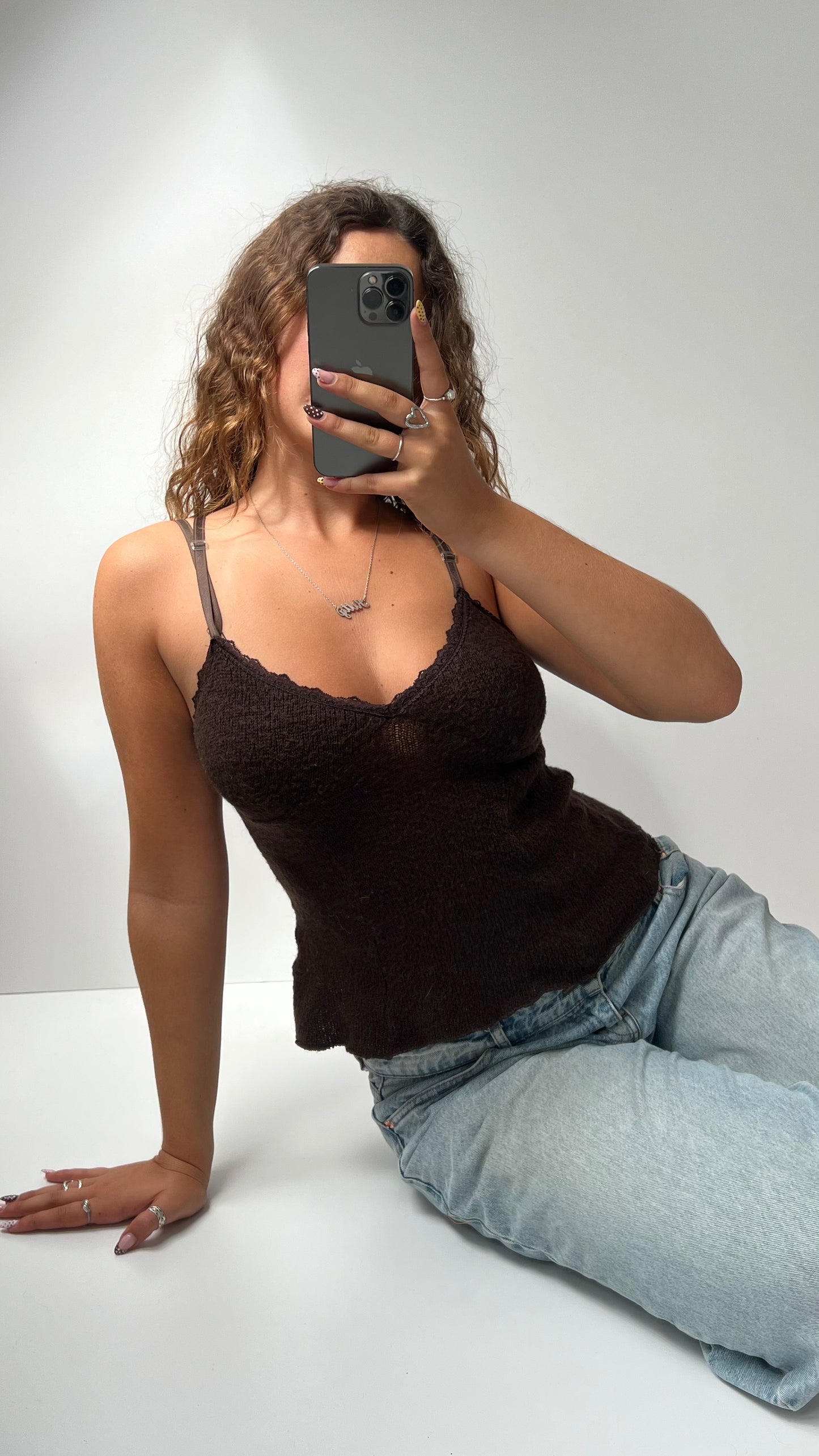 00s brown knit cami- size S/M