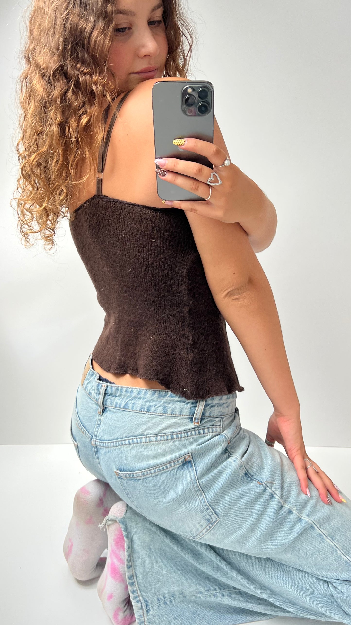 00s brown knit cami- size S/M