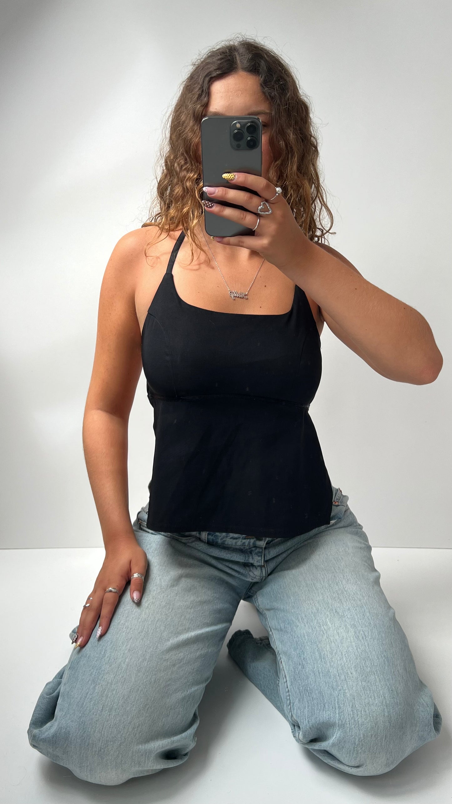 00s black backless cami- size S/M