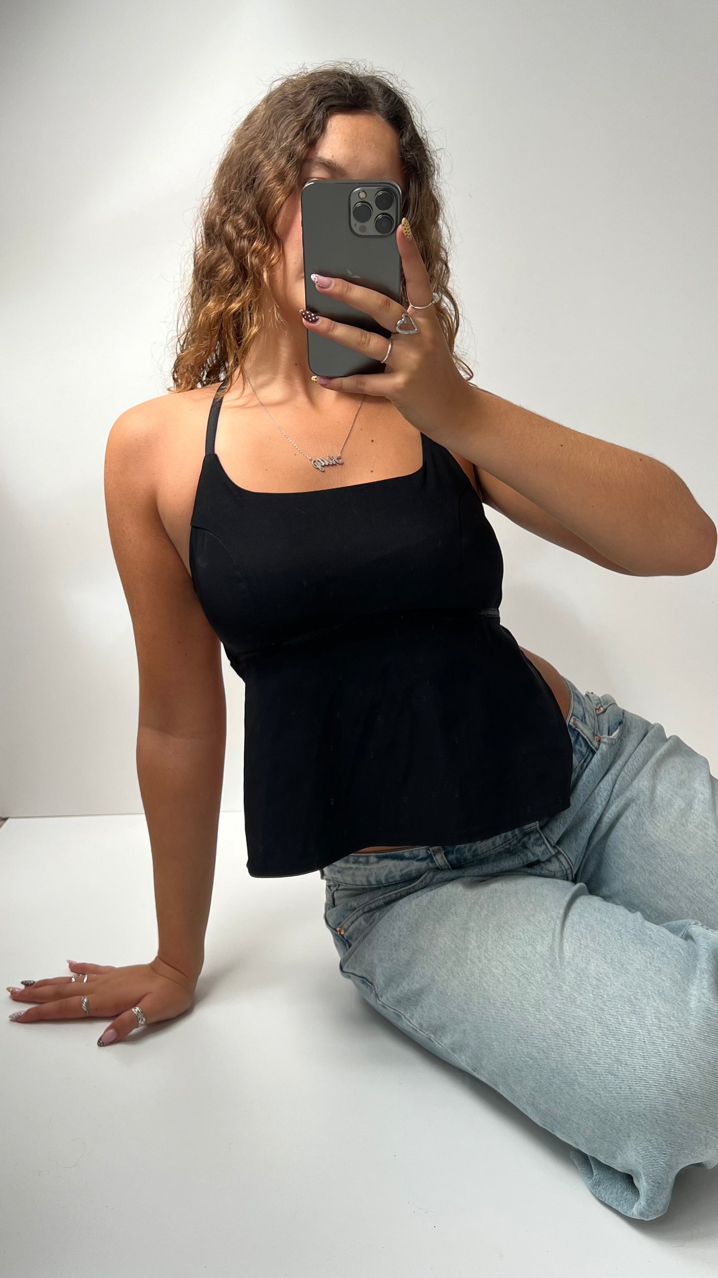 00s black backless cami- size S/M