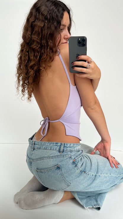 00s backless purple tank top- size S