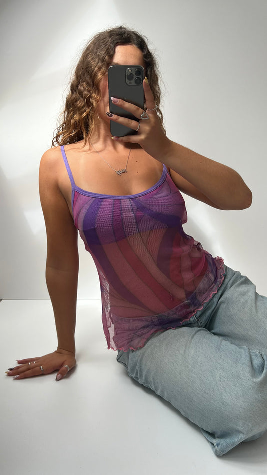 00s purple mesh swirl cami- size M/L