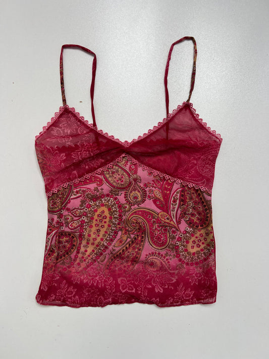 00s pink paisley mesh cami- size XS