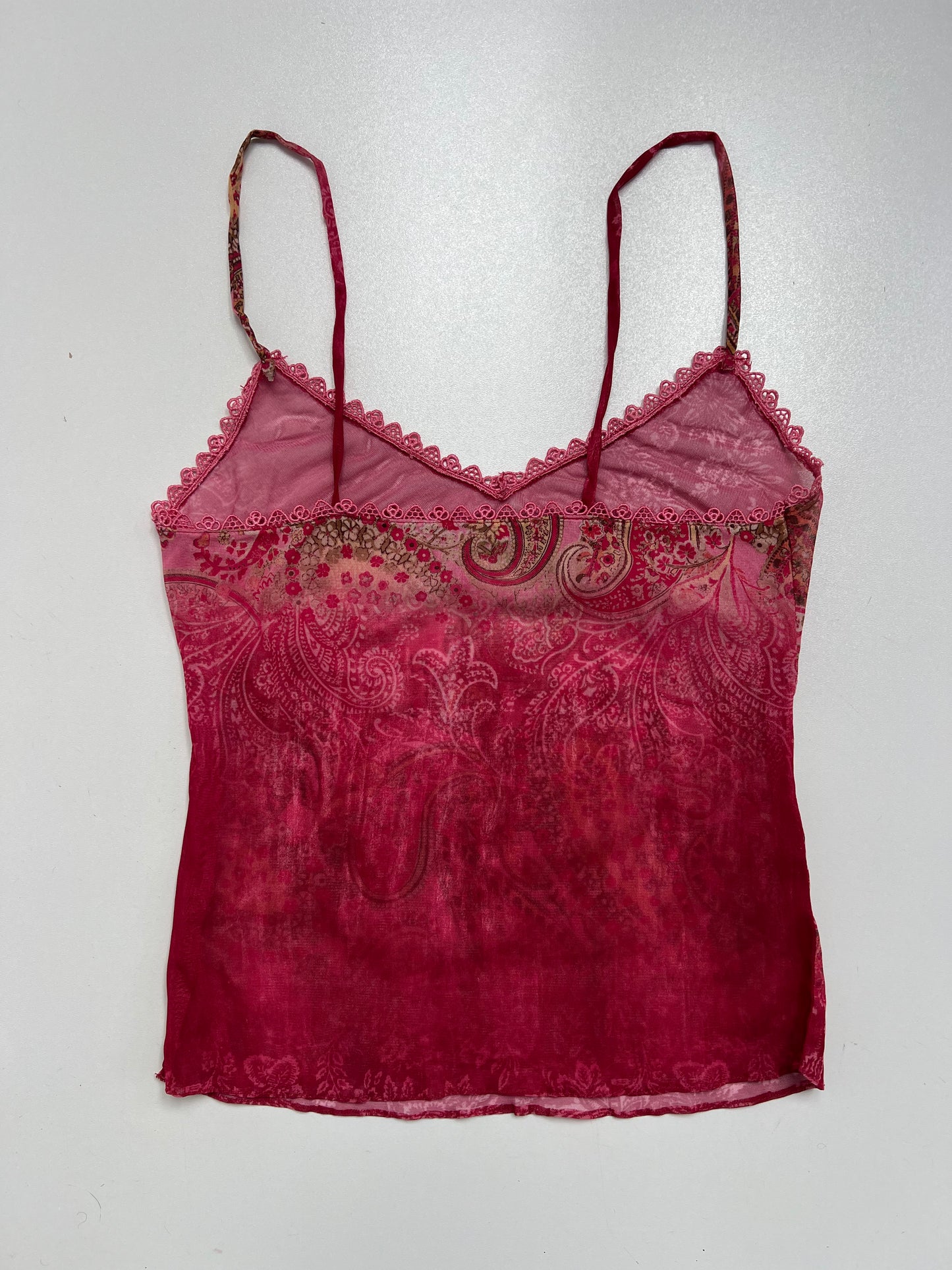 00s pink paisley mesh cami- size XS