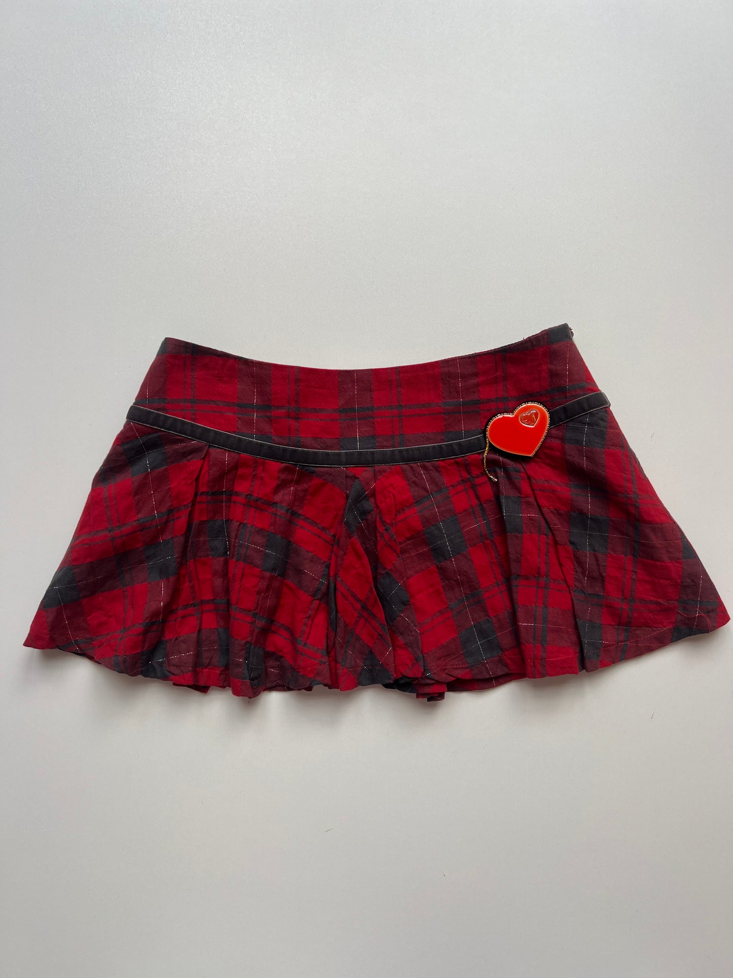 00s red plaid mini skirt- size XS