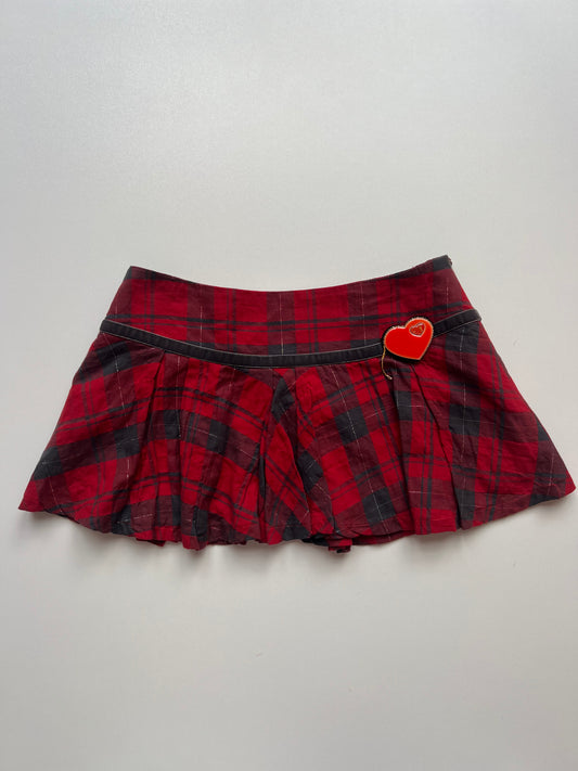 00s red plaid mini skirt- size XS
