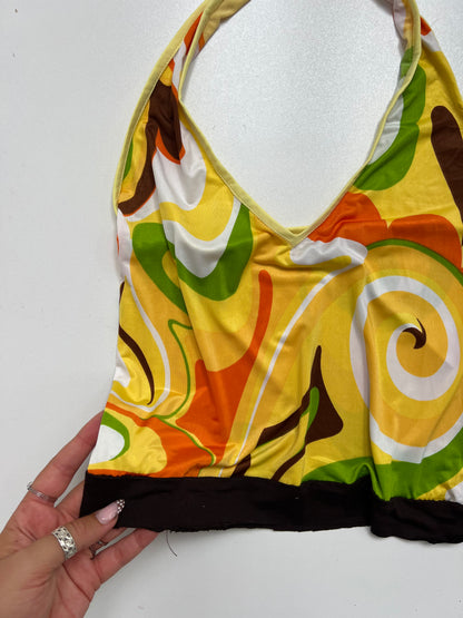 00s orange yellow halter cami- size XS
