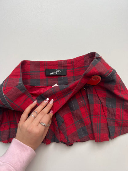00s red plaid mini skirt- size XS