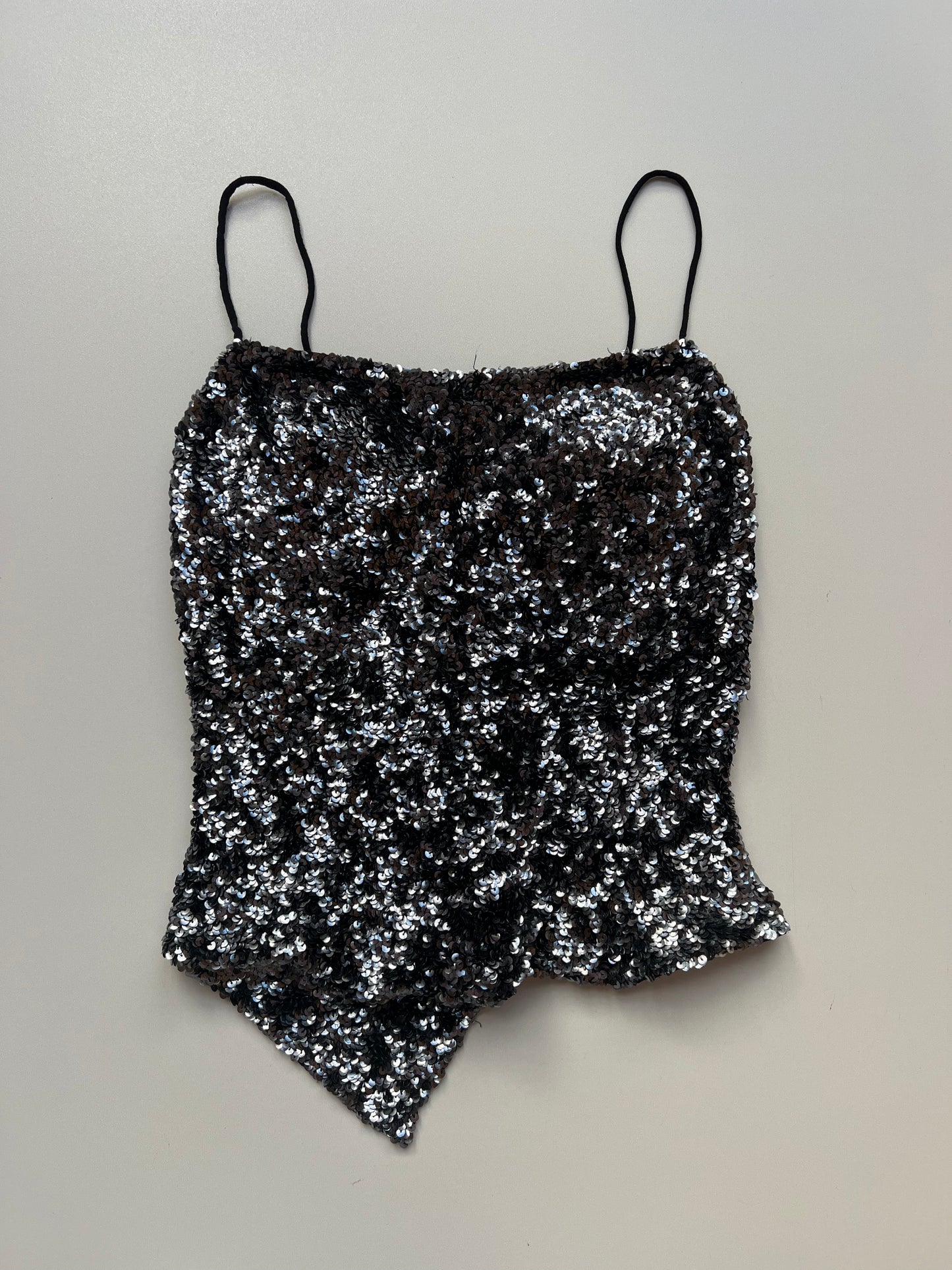 00s black silver sequin cami- size XS
