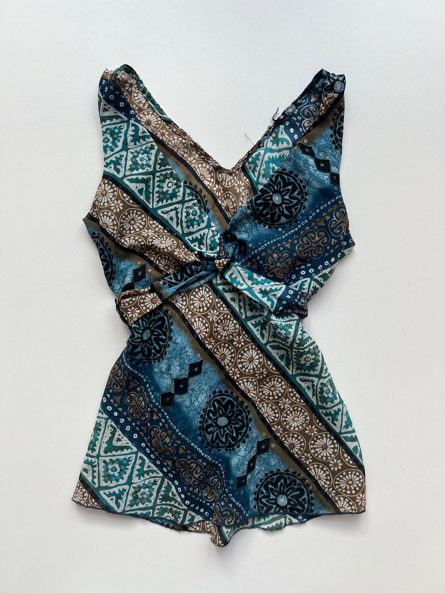 00s blue boho tank top- size XS