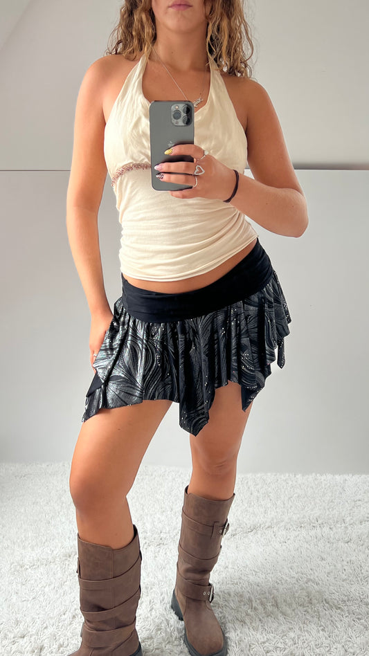00s black sparkly mini skirt- size S
