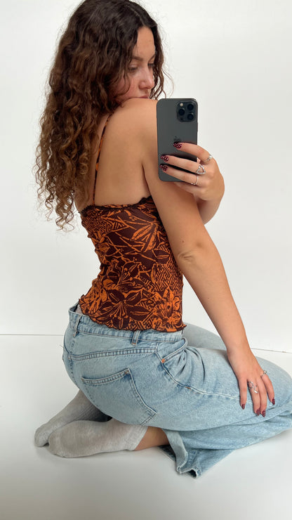 00s brown orange mesh cami- size S