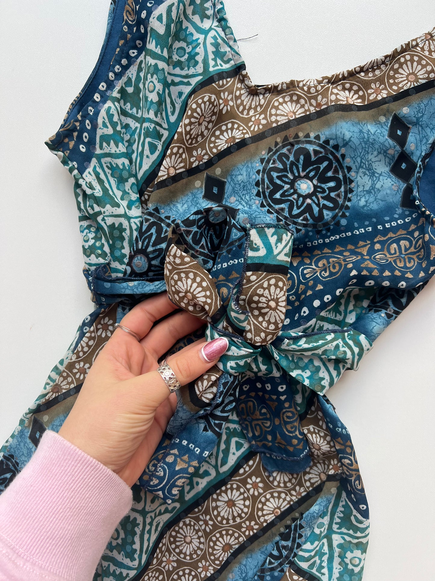 00s blue boho tank top- size XS