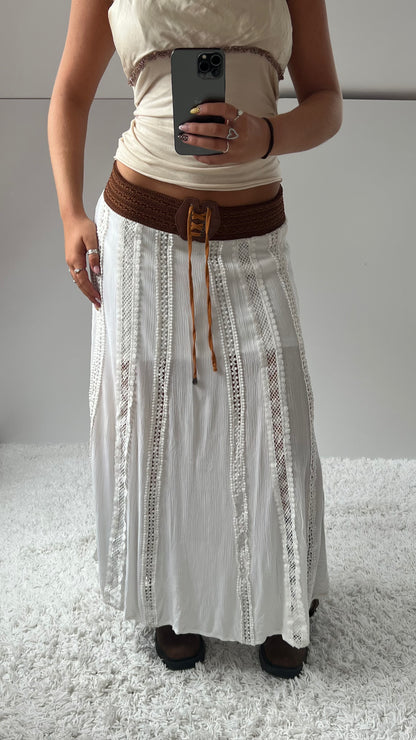 00s white belt maxi skirt- size S