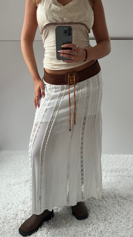 00s white belt maxi skirt- size S