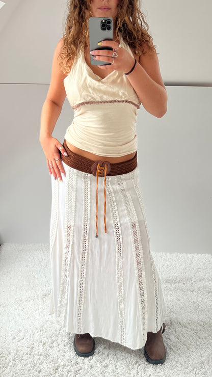 00s white belt maxi skirt- size S