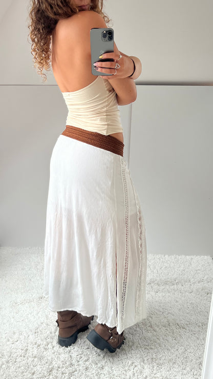 00s white belt maxi skirt- size S