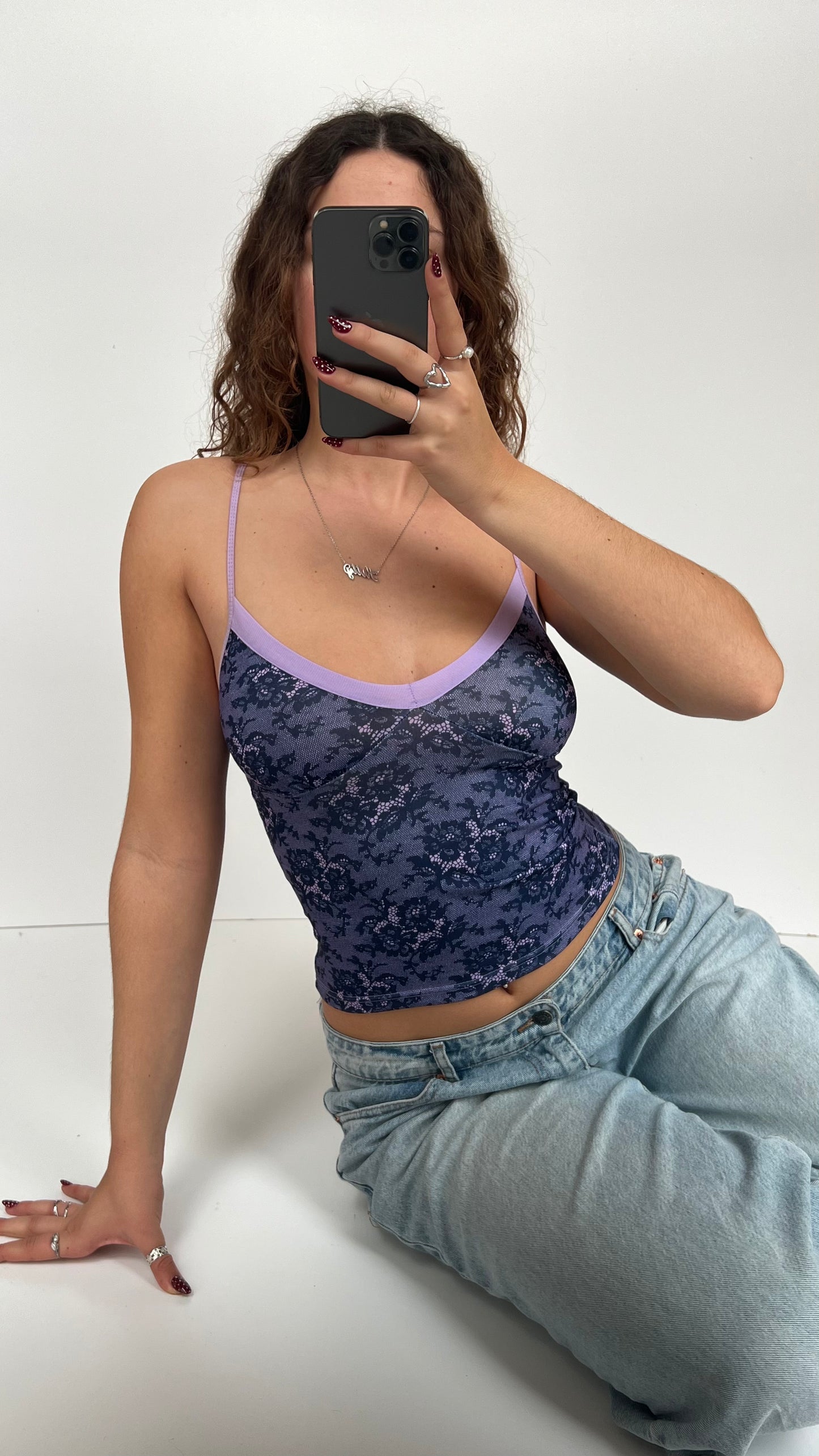00s purple lacey cami- size S