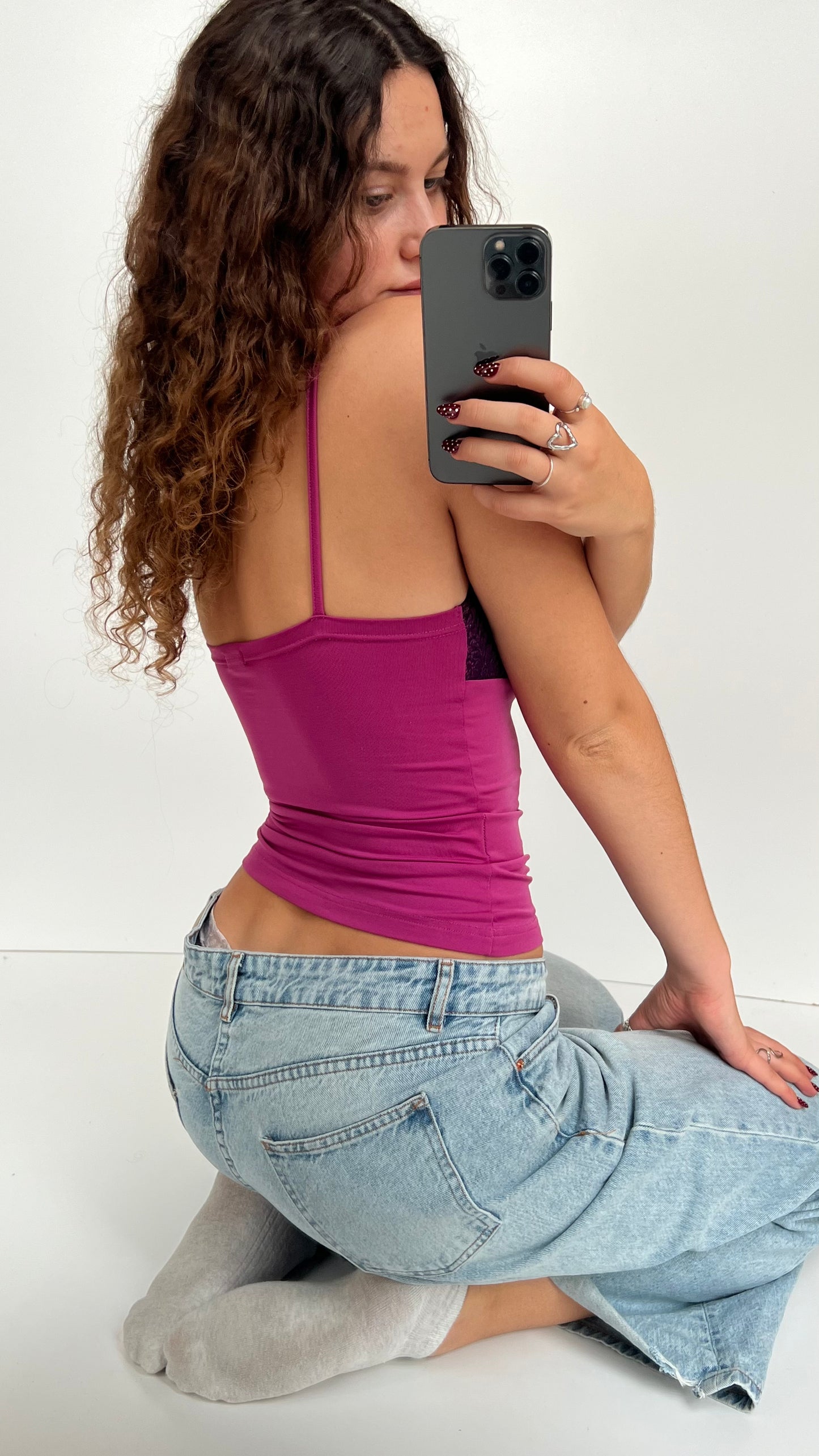 00s pink purple lace cami- size S