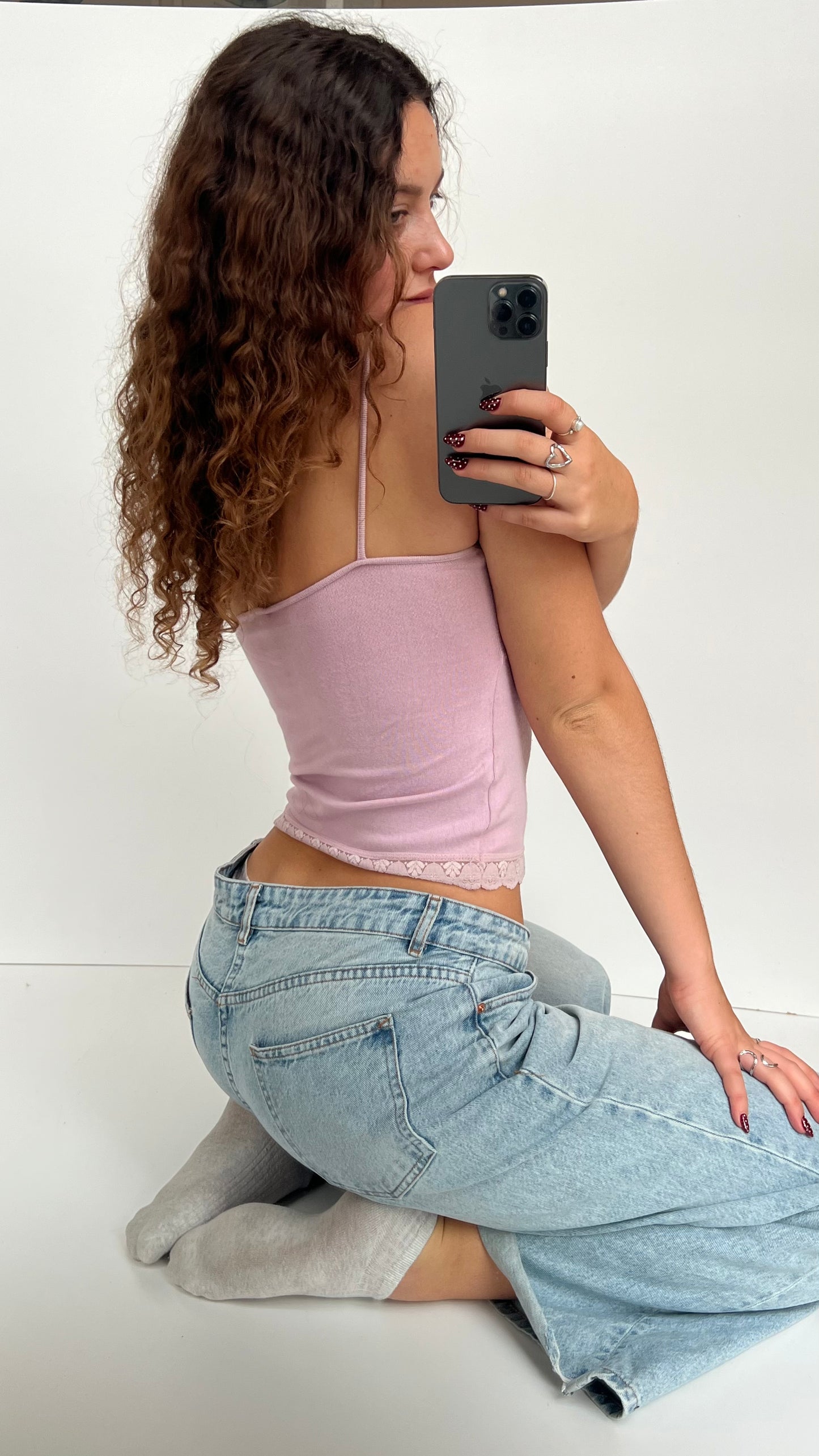 00s pink knit cami- size XS