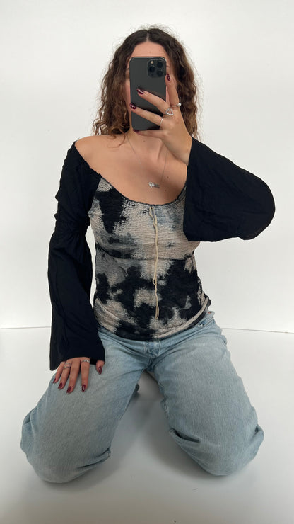 00s black milkmaid long sleeve top- size L