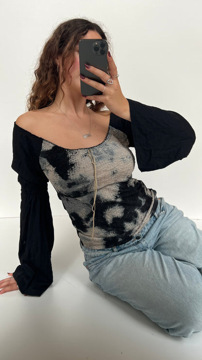 00s black milkmaid long sleeve top- size L