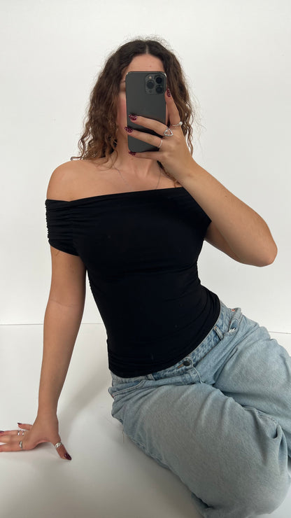 00s black off the shoulder top- size S