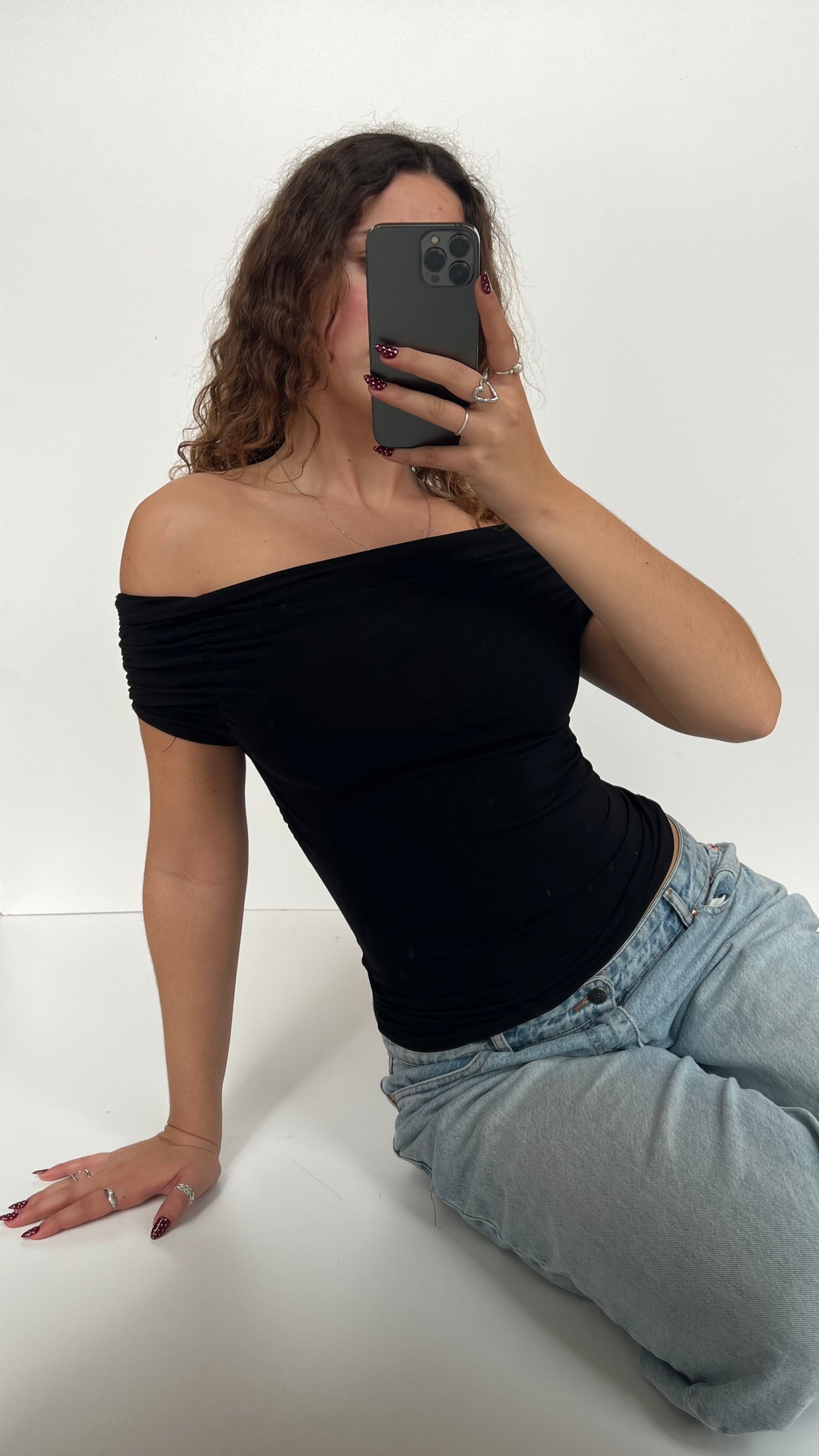 00s black off the shoulder top- size S