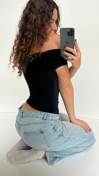 00s black off the shoulder top- size S