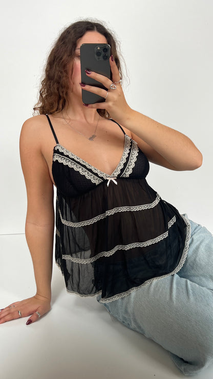 00s black mesh lace cami- size M
