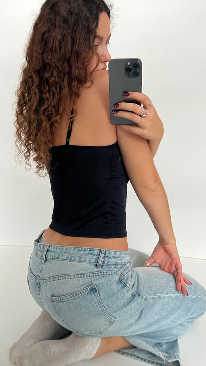 00s black beaded lace cami- size S