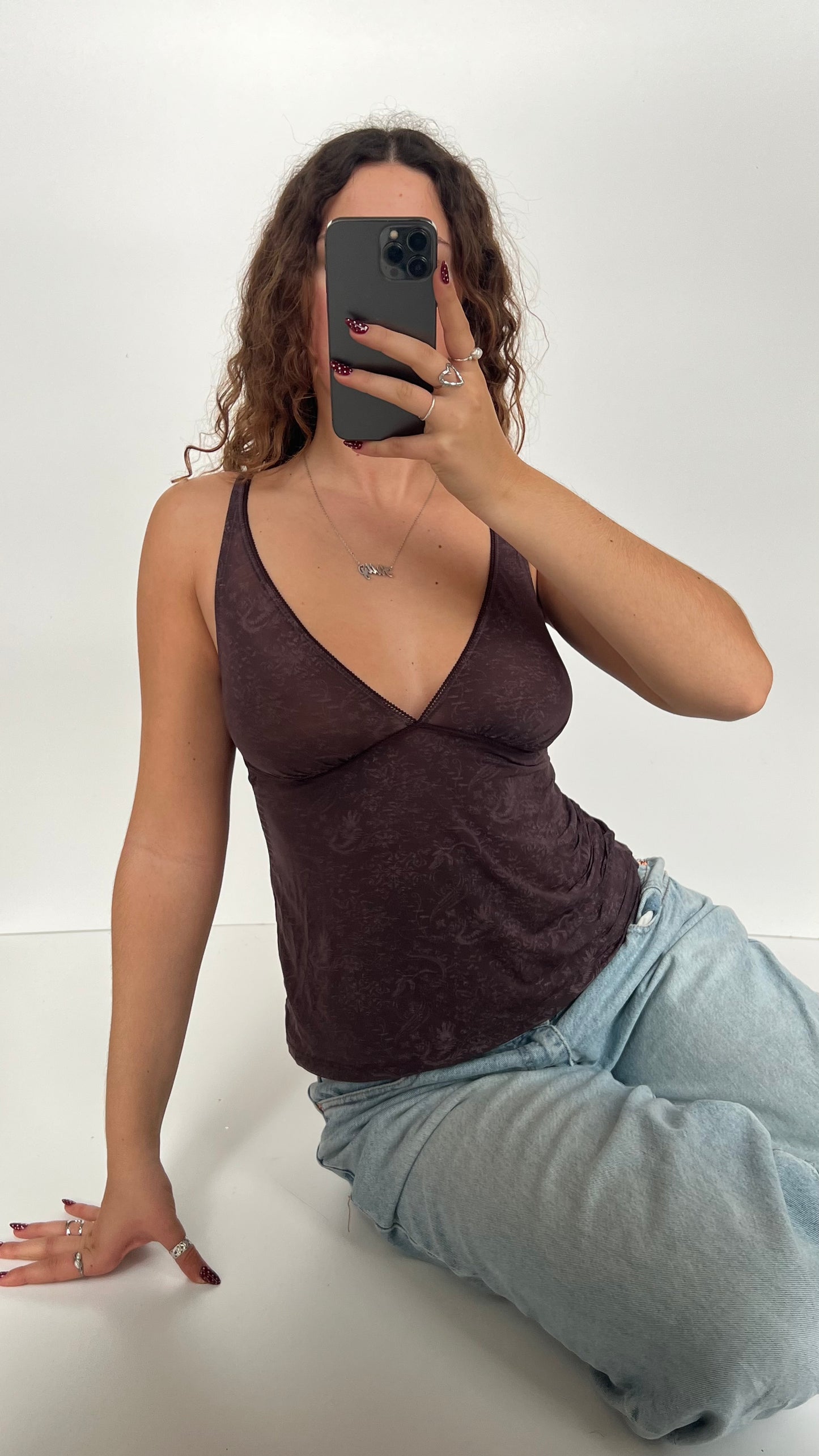 00s brown floral cami- size M