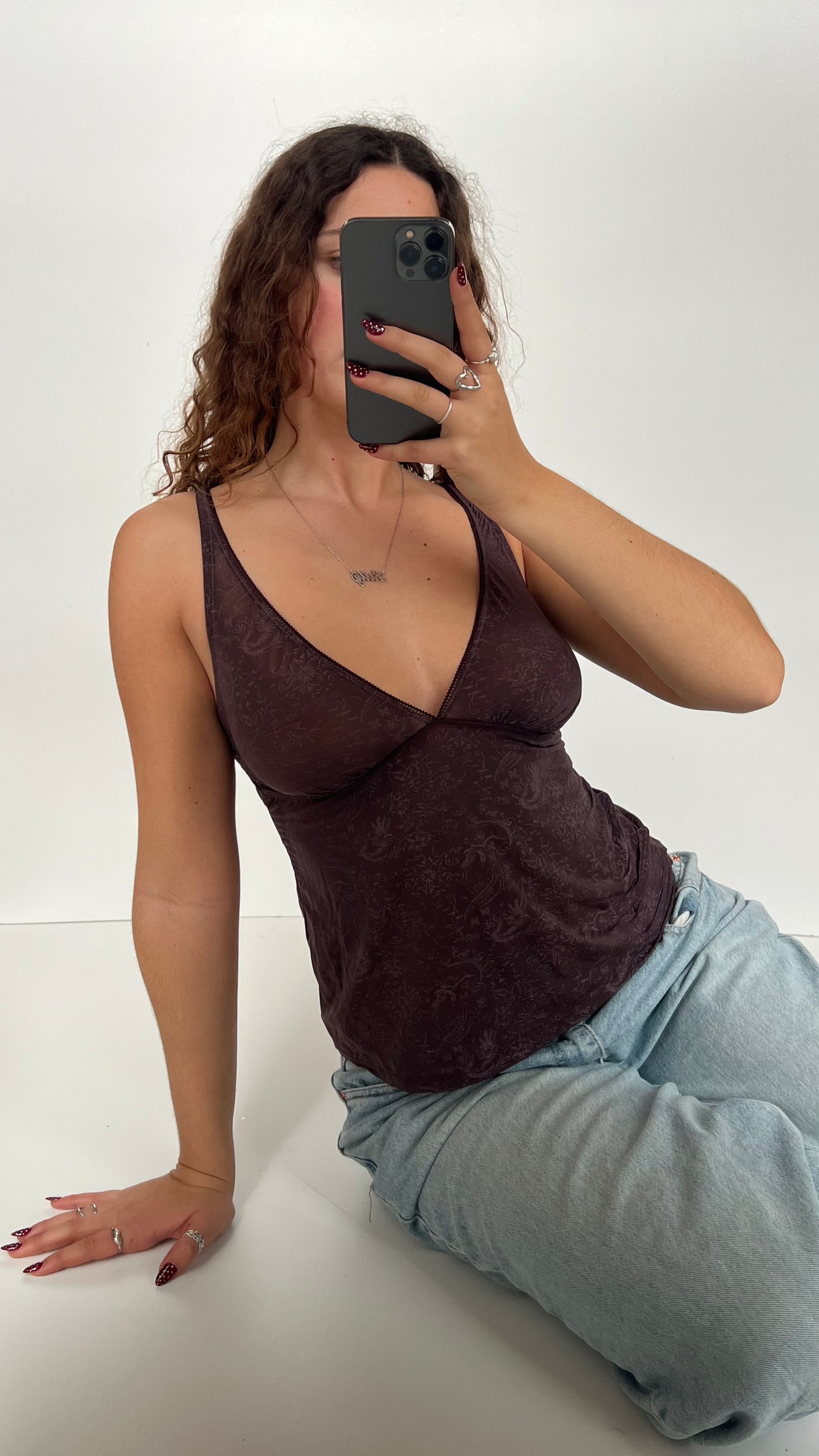 00s brown floral cami- size M