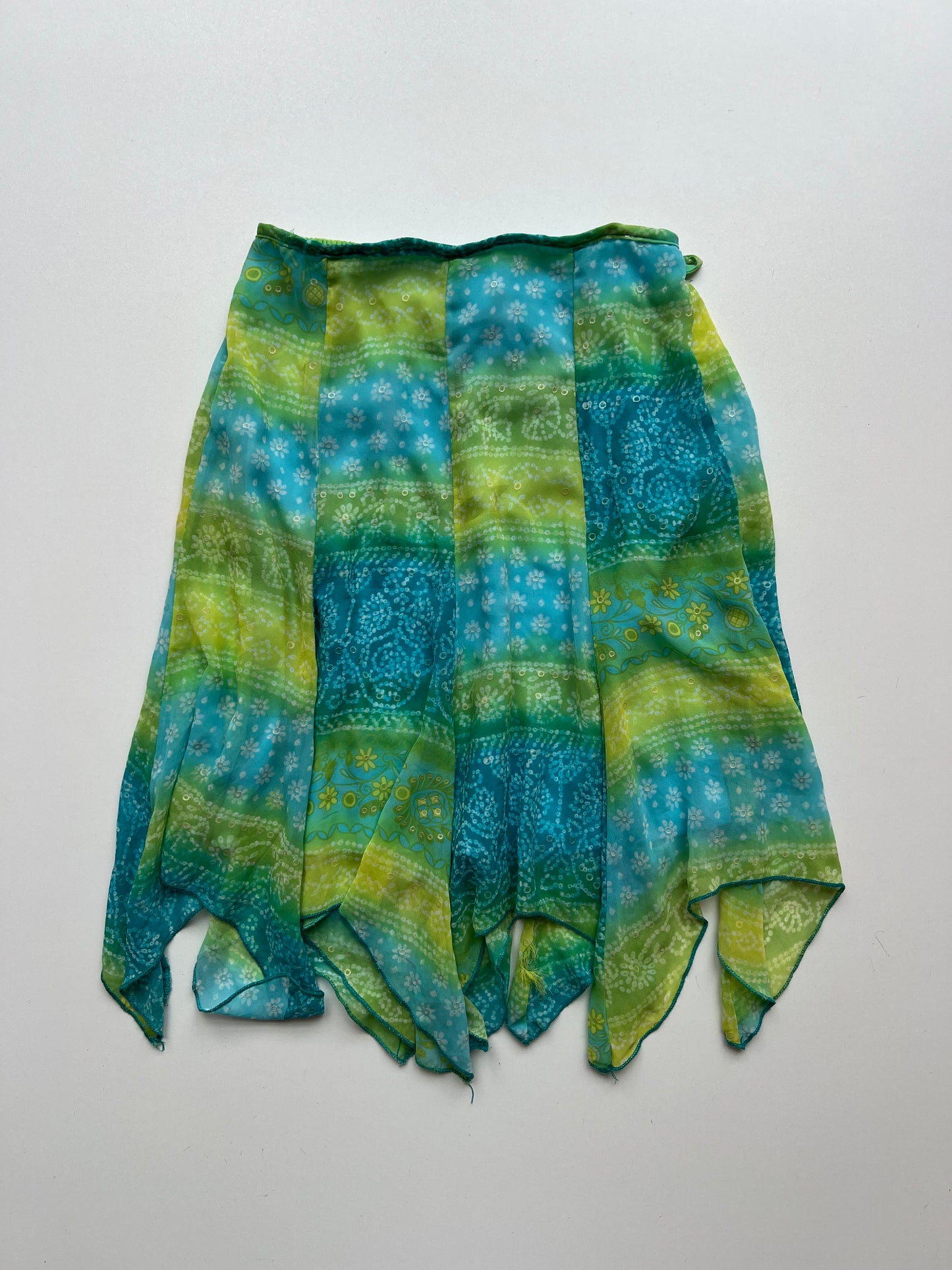 00s blue green mesh midi skirt- size S