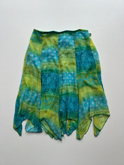 00s blue green mesh midi skirt- size S