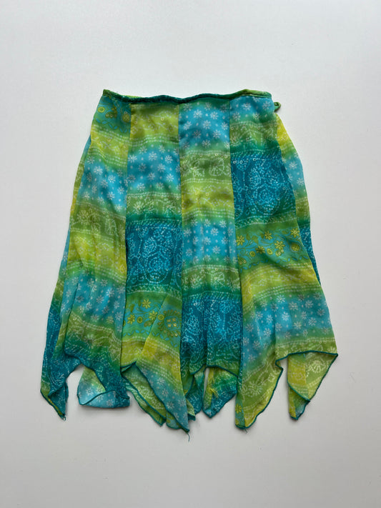 00s blue green mesh midi skirt- size S