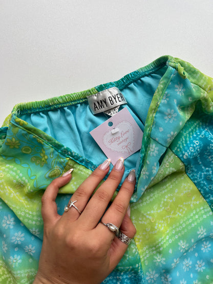 00s blue green mesh midi skirt- size S