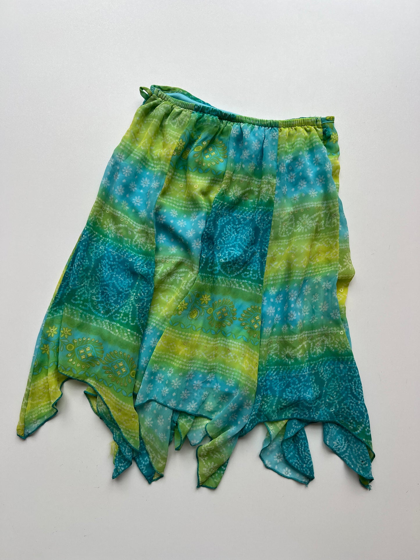 00s blue green mesh midi skirt- size S
