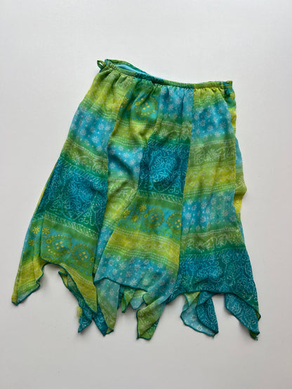 00s blue green mesh midi skirt- size S