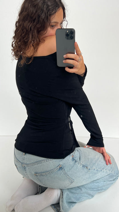 00s black sequin top- size L