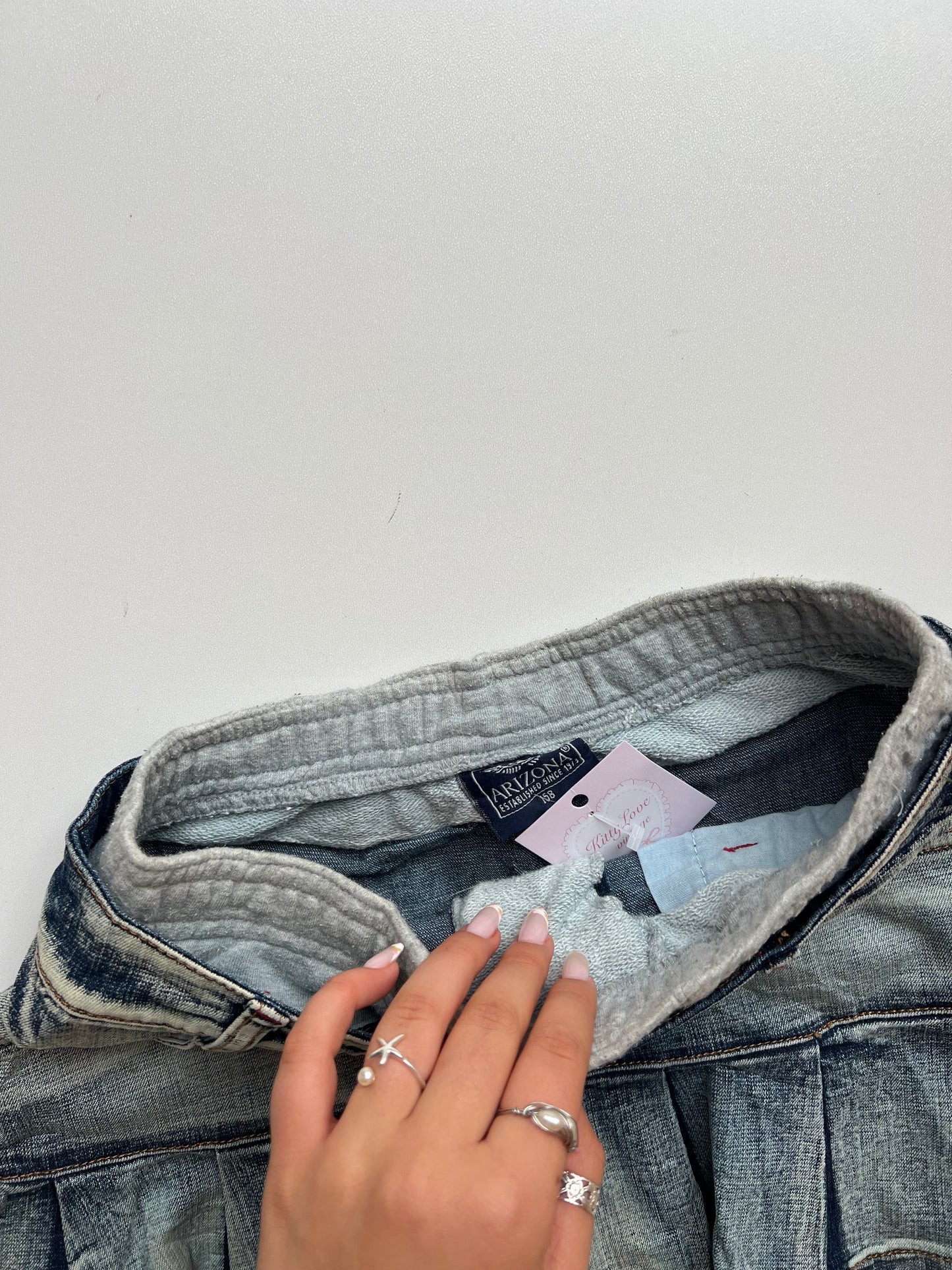 00s denim pleated grey mini skirt- size XS