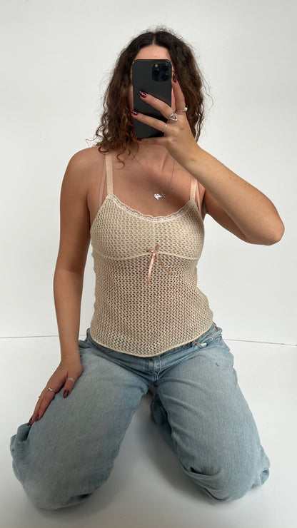 00s cream crochet cami- size S