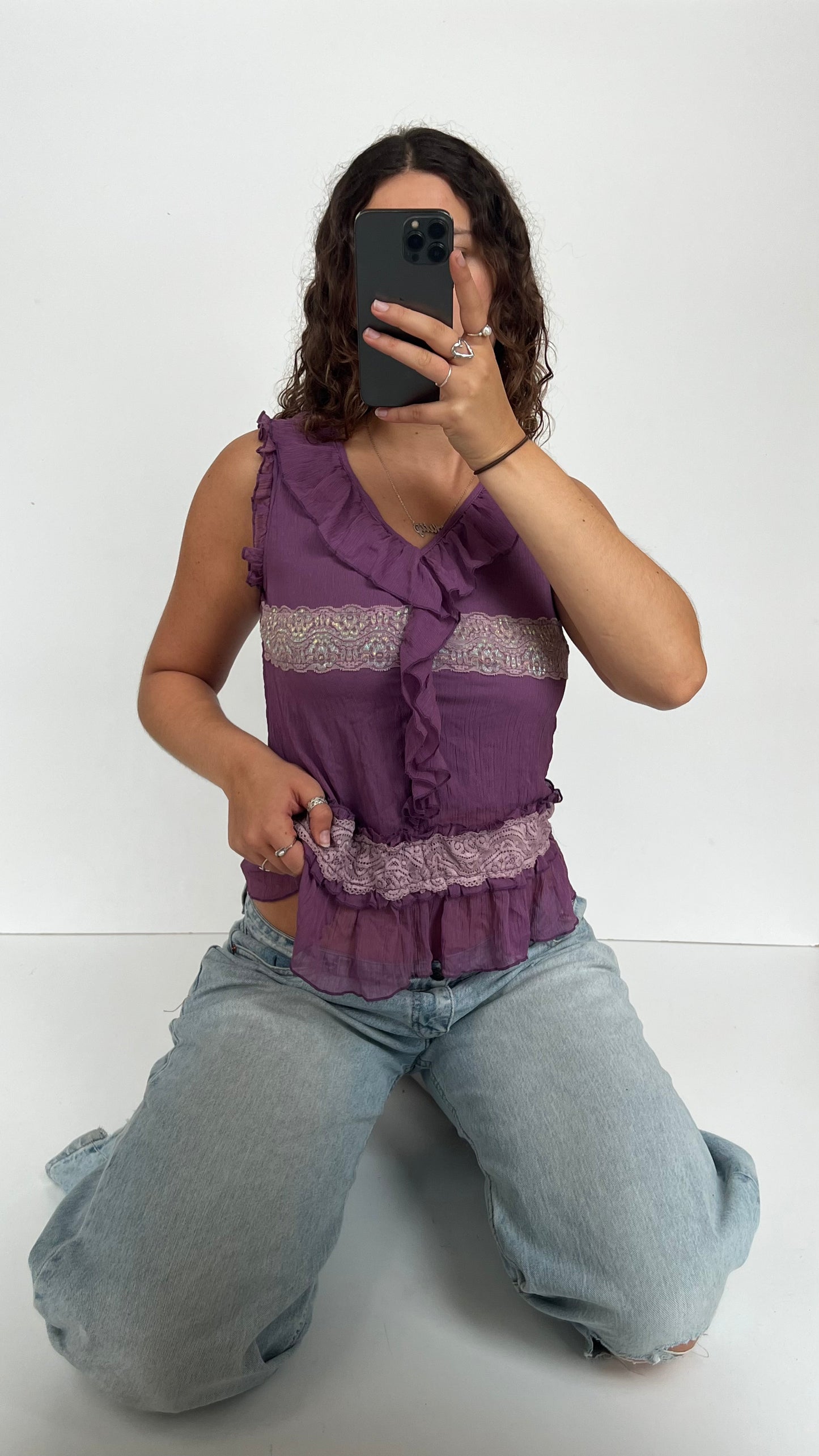 00s purple mesh tank top- size M
