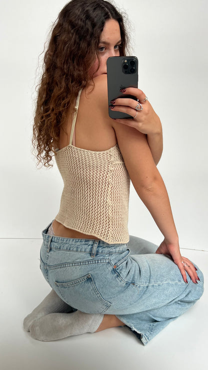 00s cream crochet cami- size S