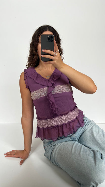 00s purple mesh tank top- size M