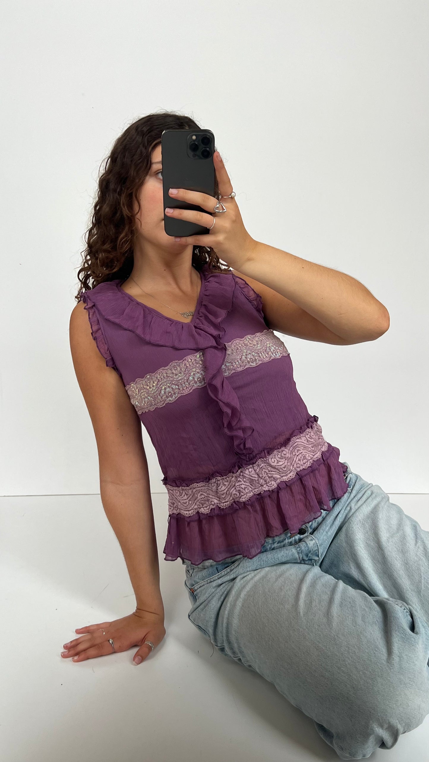 00s purple mesh tank top- size M