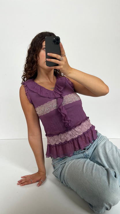 00s purple mesh tank top- size M