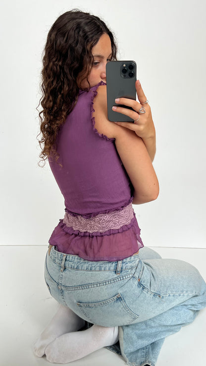 00s purple mesh tank top- size M